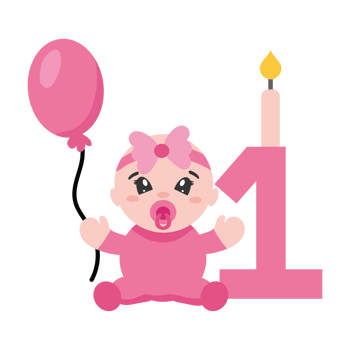 baby girl celebrating her first birthday png