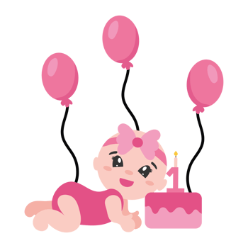 happy baby girl first birthday cake png