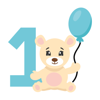 teddy bear with first birthday candle png
