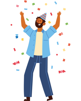 celebrating guy with confetti png