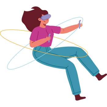 woman using virtual reality glasses png