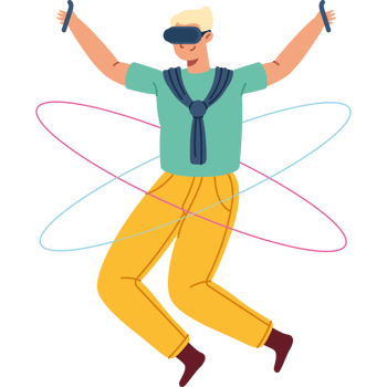man with vr glasses immersed into metaverse png