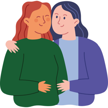 mom and daughter hugging characters png