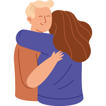 man and woman hugging characters png