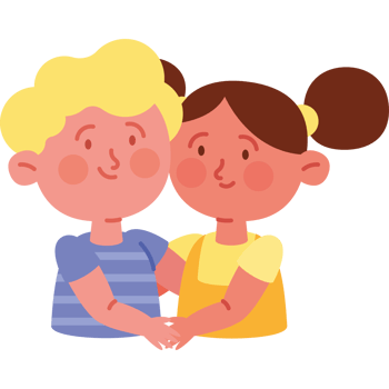 cute childrens characters hugging png