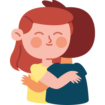 cartoon childrens characters hugging png