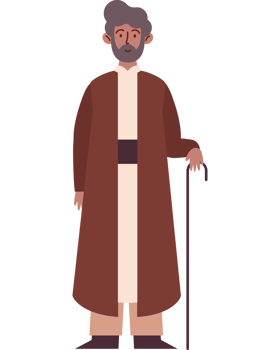 muslim old man with cane png