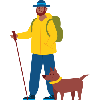 musher bearded man and dog png