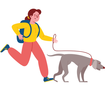 musher woman with dog running png