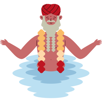old man in river for festival kumbh mela png
