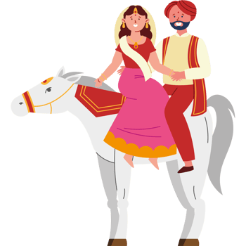 wedding couple riding hindu horse png