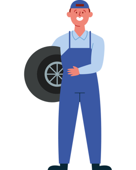 mechanic man holds wheel car png