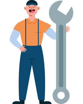 mechanic worker with wrench tool png