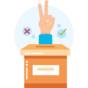 voting box with voter hand png