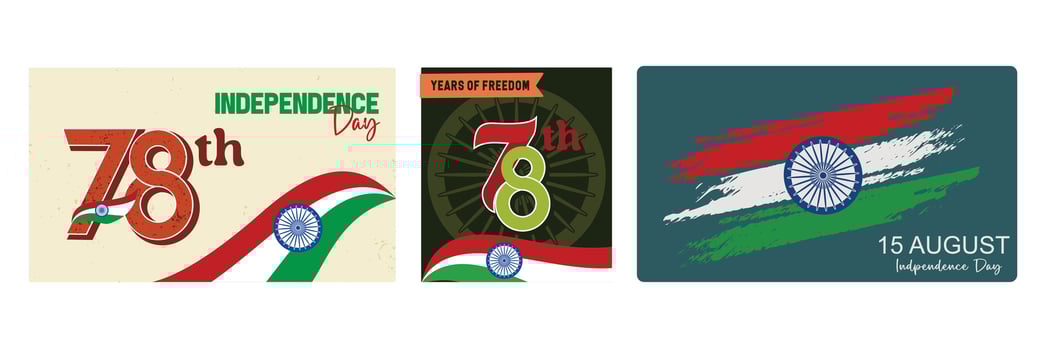 Indian Independence Day, August 15. Indian tricolor flag with Ashoka wheel. vector