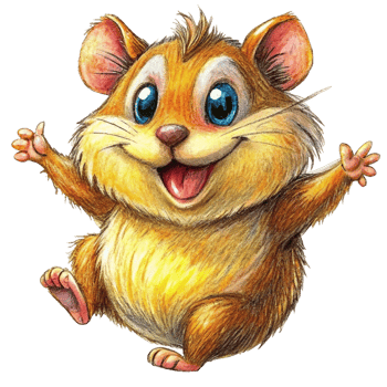 Cute jumping hamster with tiny ears and fluffy tail on transparent background png