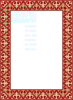 gold with red square Kazakh national ornament. Ethnic pattern of the peoples of the Great Steppe vector