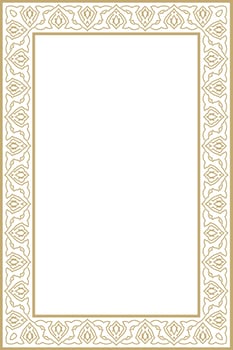 gold square Turkish national ornament. Ottoman border, frame. Ethnic floral rectangle, Seljuk Turks pattern. Decoration of Sultan's palaces. vector