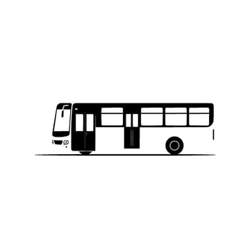 Minimalist Black and White Bus Illustration on White Background, Depicting Public Transportation Vehicle . vector