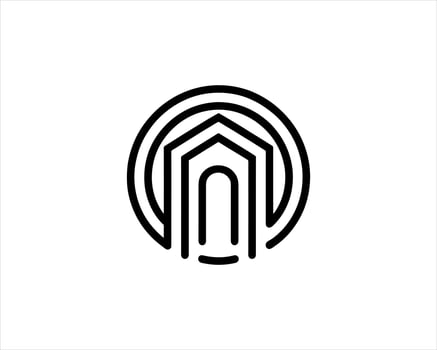 A logo for a company that is called 'the house of the future' vector