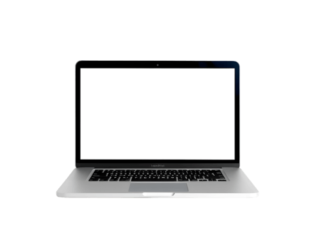 Laptop with blank screen isolated on transparent background png