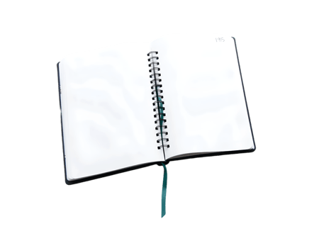 Open notebook isolated on transparent background png
