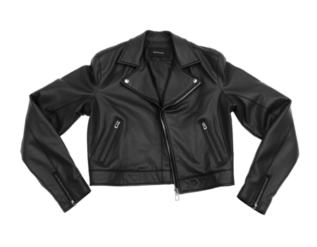 Black leather jacket isolated on transparent background png