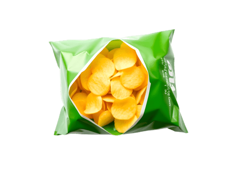 Potato chips in package isolated on transparent background png