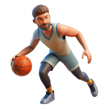stunning rustic Basketball Player Dribbling Ball Transparent Background premium png
