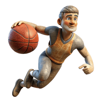 wonderful rustic Basketball Player Dunking Ball Isolated Element authentic png
