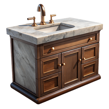 elegant artistic Bathroom Vanity with Marble Countertop Isolated Element high quality png