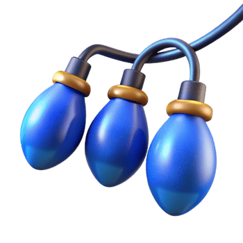 impressive artistic Blue Christmas Light String Isolated Element with Glowing Bulbs genuine png