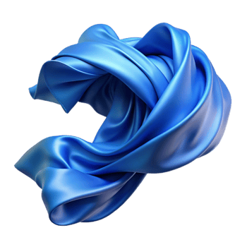 beautiful modern Blue Silk Scarf Flowing in the Wind Transparent Background professional png