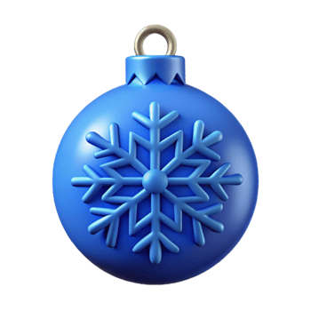 dramatic minimalist Blue Snowflake Ornament Isolated Transparent Background 4K png