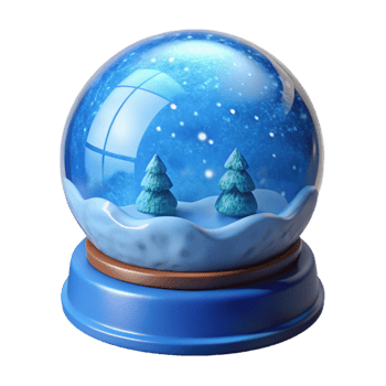 dramatic minimalist Blue Snow Globe Isolated Element with Winter Scene professional png