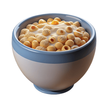 beautiful vintage Bowl of Cereal with Milk Isolated on Transparent Background premium png