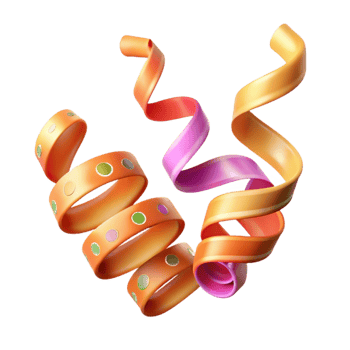 serene abstract Celebration Streamers Curly and Bright Transparent Background genuine png
