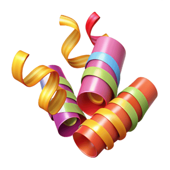 serene artistic Celebration Streamers Curly and Bright Transparent Background exclusive png
