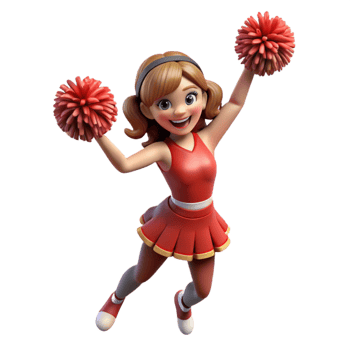 dramatic minimalist Cheerleader Pom Poms Shaking Cutout exclusive png