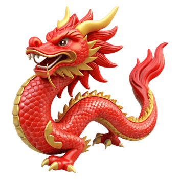 beautiful contemporary Chinese New Year Dragon Red and Gold Cutout high resolution png