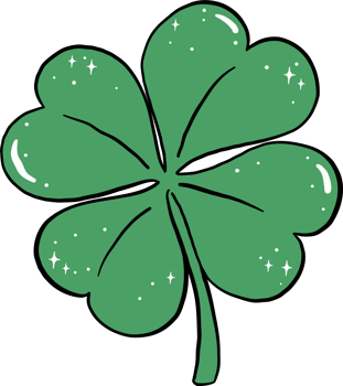 4 Leaf Clover with short stem Hand Drawn Doodle png