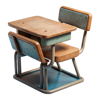wonderful minimalist Classroom Desk and Chair Front Angle Cutout detailed png