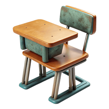 serene traditional Classroom Desk and Chair Front Angle Cutout genuine png