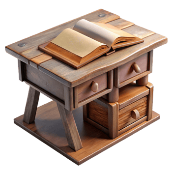 extraordinary creative Classroom Desk with Open Book Front View Isolated detailed png