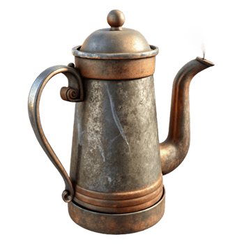 elegant traditional Coffee Pot Isolated with Steam genuine png