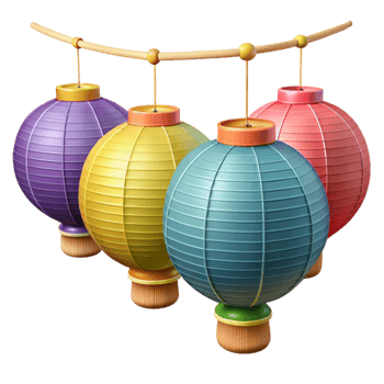 extraordinary traditional Colorful Paper Lanterns String Transparent Background authentic png