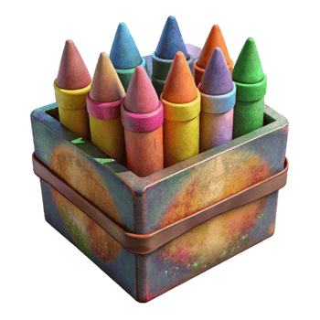 magnificent artistic Crayons in a Box Isolated Element high quality png