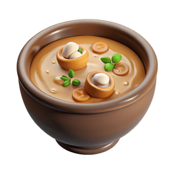 magnificent abstract Creamy Mushroom Soup in Bowl Isolated exclusive png