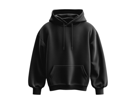Black hoodie with front pocket, perfect for casual wear png
