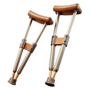 elegant modern Crutches Pair Isolated on Transparent Background with Rubber Tips detailed png